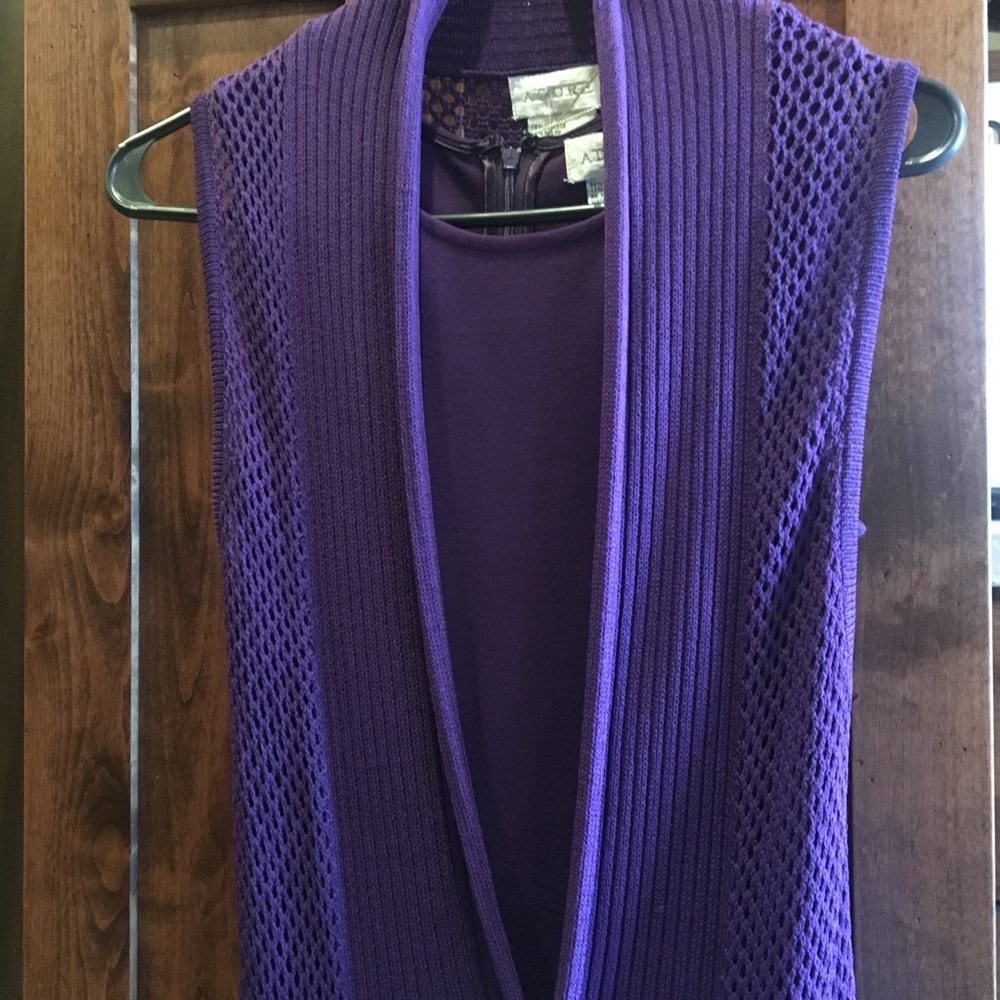 Purple cocktail dress; removable knit vest, Adore. - Picture 6 of 8